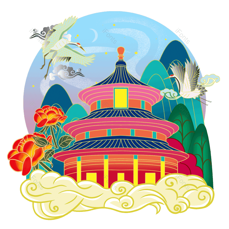 祥云图片,仙鹤元素,天坛PNG,免抠素材